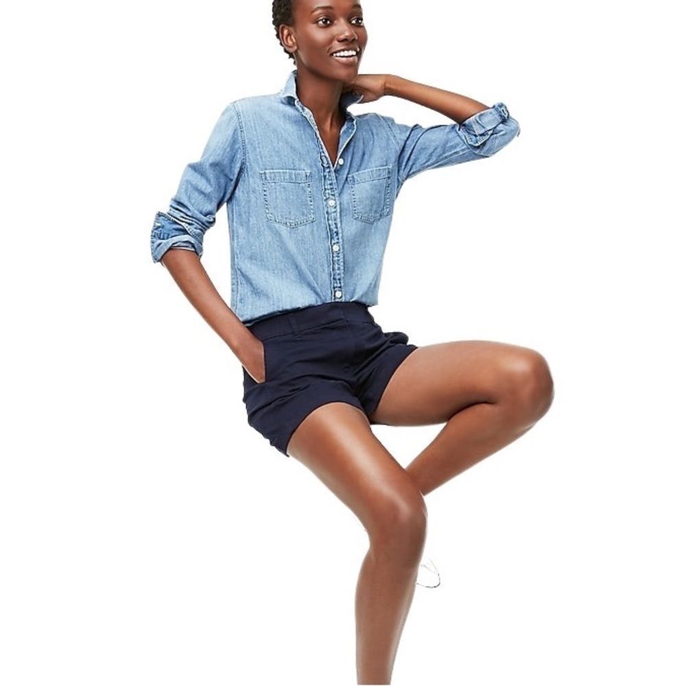 J. Crew mid rise chino shorts dark blue cotton 8 preppy